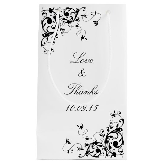 スワエレガントール黒と白結婚の スモールペーパーバッグ (正面)