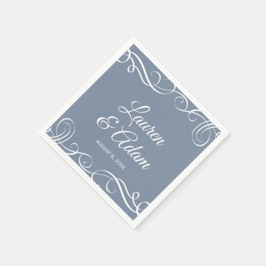 スワエレガントー結婚ルのナプキン（ダスティブルー） スタンダードカクテルナプキン (角)