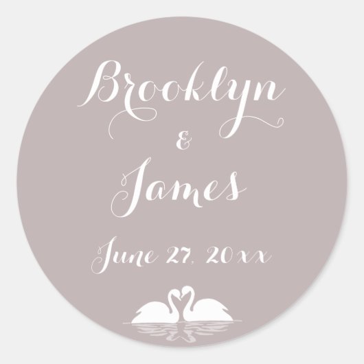 スワカスタムンエレガントの灰色の結婚式用シール ラウンドシール (正面)