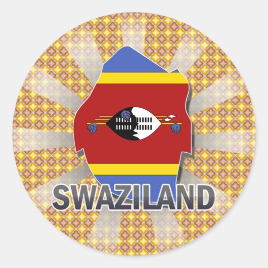 スワジランド国旗の地図2.0 ラウンドシール (正面)