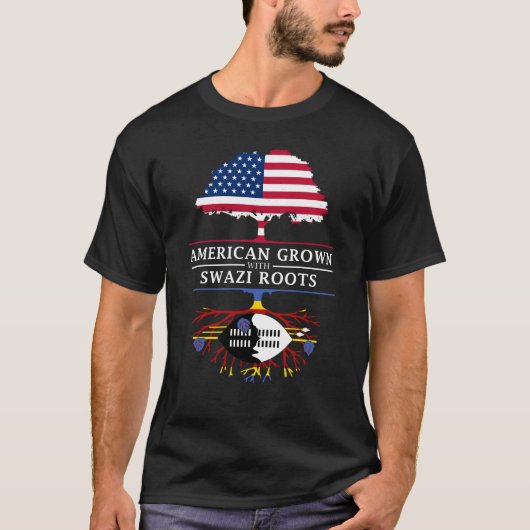 スワジ族の根のスワジランドのデザインと   育つアメリカ人 Tシャツ (正面)
