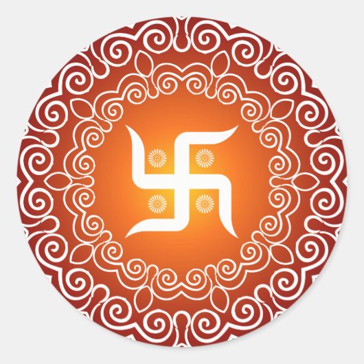 スワスティカ装飾デザイン ラウンドシール (正面)