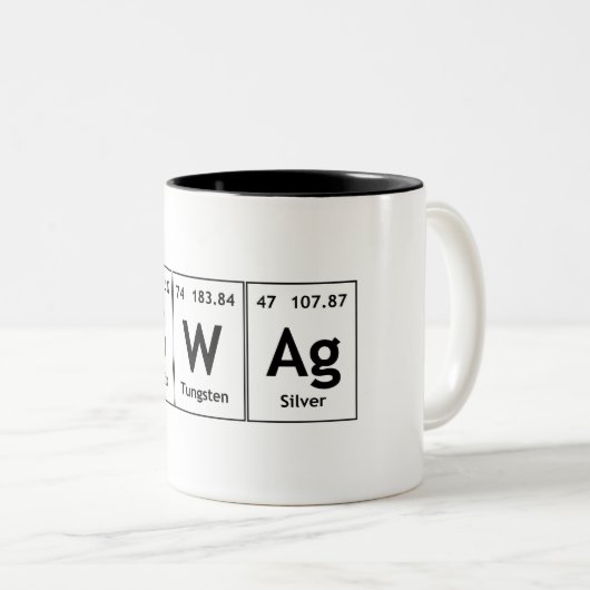 スワッグの周期表の要素の単語化学記号 ツートーンマグカップ (正面右)