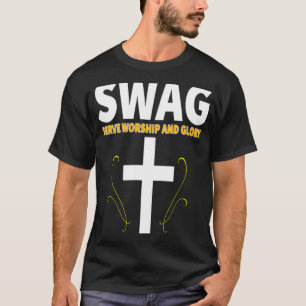 スワッグサーブ礼拝と栄光クロスおもしろいクリスチャン Tシャツ