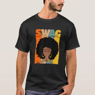 スワッグヴィンテージメラニンアフロウーマンクイーンブラックヒストル Tシャツ