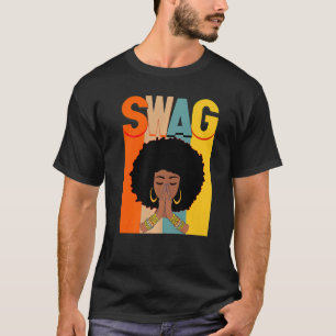 スワッグヴィンテージメラニンアフロウーマンクイーンブラックヒストル Tシャツ