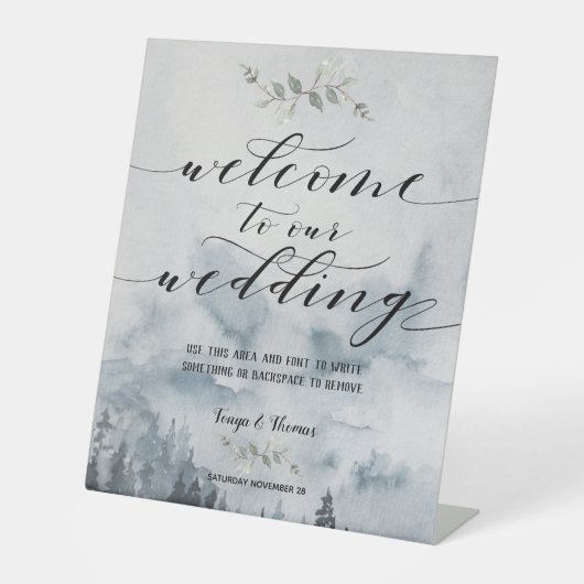 スワッシュフォント書道霧の冬のシーン結婚ズ 台座サイン (正面)