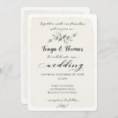 スワッシュ書フォント書道素朴結婚の書 招待状 (正面/裏面)