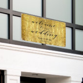 スワッシュ書道きらめく金ゴールド歓迎結婚の 横断幕 (ビルの外側)