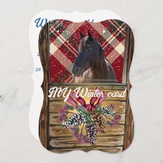 スワップアウト写真かわいいストール馬のホリデーカード シーズンカード (正面/裏面)