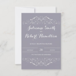 スワビクトリアンーズ灰色の結婚式RSVPカード 出欠カード