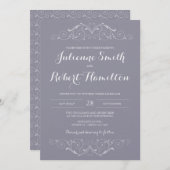 スワビクトリアンールヴィンテージグレー結婚式招待状 招待状 (正面/裏面)