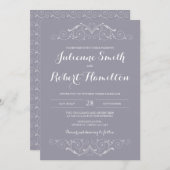 スワビクトリアンールヴィンテージグレー結婚式招待状 招待状 (正面/裏面)
