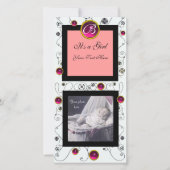 スワファンシーールベビーガールモノグラム、ルビーホワイト 案内状 (正面)