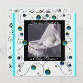 スワファンシーール赤ちゃんシャワーモノグラム、写真テンプレート 招待状 (正面/裏面)