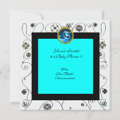 スワファンシーール赤ちゃんシャワーモノグラム、写真テンプレート 招待状 (裏面)