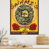 スワミのエンシニタスカリフォルニアサーフィンサーフブレイク ポスター (キッチン)