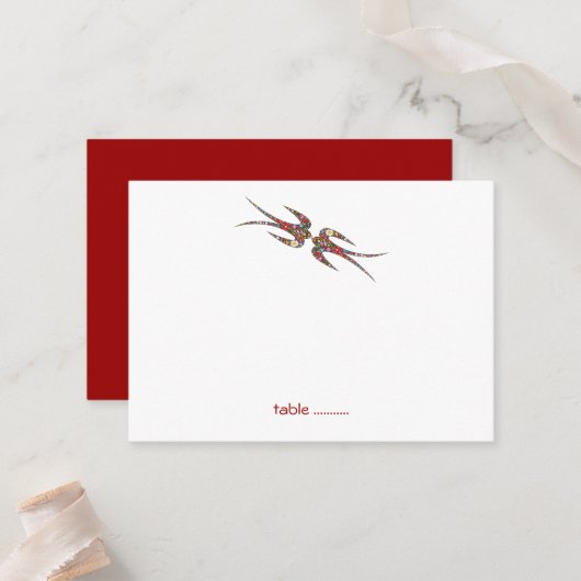 スワロキスをするスとカラフル春の花結婚ズ プレイスカード (正面/裏面インサイチュ)