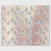 スワロフスキー結晶ダイヤモンドハイヒールシューズパール ラッピングペーパー (フラット)