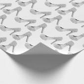 スワロフスキー結晶ダイヤモンドハイヒールシューズホワイト ラッピングペーパー (角)