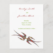 スワローズキスをする春の花シック日付を保存 案内ポストカード (正面)