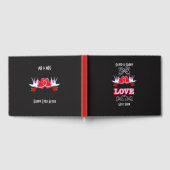 スワローズハートバラレッドブラックパーソナライズされた ゲストブック (全面)