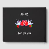 スワローズハートバラレッドブラックパーソナライズされた ゲストブック (裏面)