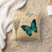 スワローテールティール（緑がかった色）パピヨンポスト枕 クッション (ブランケット)