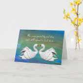 スワンおもしろいハート記念日カード カード (黄色い花)