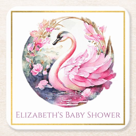 スワンお洒落紙コースター スクエアペーパーコースター (正面)