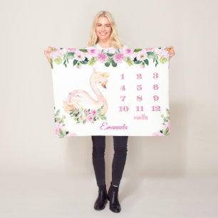 スワンかわいらしプリンセスネームベビーMonths Gaills フリースブランケット