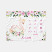 スワンかわいらしプリンセスネームベビーMonths Gaills フリースブランケット (正面(横))