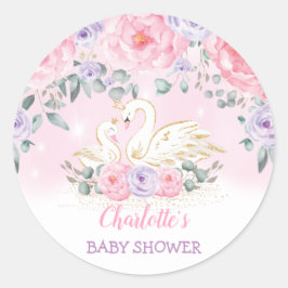 スワンかわいらしプリンセスパープルピンクフローラの好意 ラウンドシール