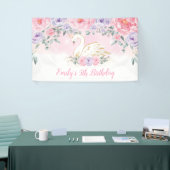 スワンかわいらしプリンセスピンクパープル誕生日ウェルカム 横断幕 (トレードショー)