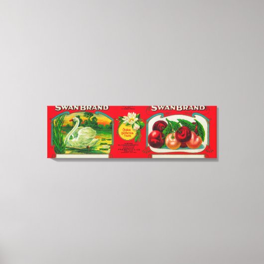 スワンさくらんぼラベルオークランド（カリフォルニア州） キャンバスプリント (正面)