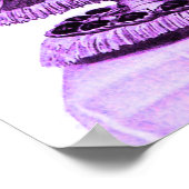 スワンとカップケーキの古風な紫のチャリオット ポスター (角)