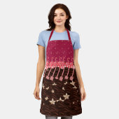 スワンとクッキーの入ったチョコレートの波は赤 エプロン (着用した状態)