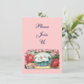 スワンとローズのカスタムバレンタイン招待状 招待状 (スタンド正面)