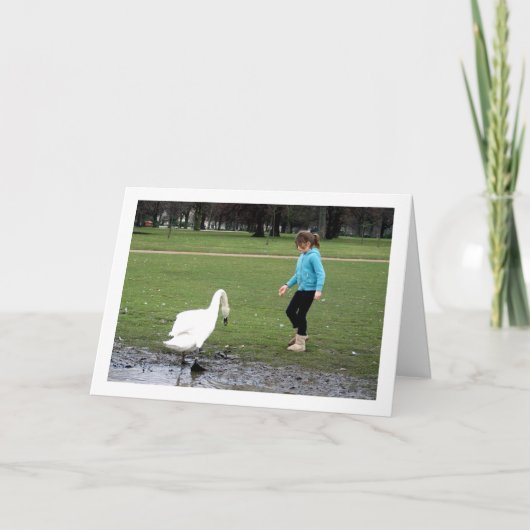 スワンと子供 カード (正面)