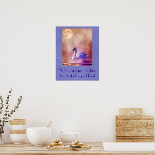スワンと美しい引用文 ポスター (キッチン)
