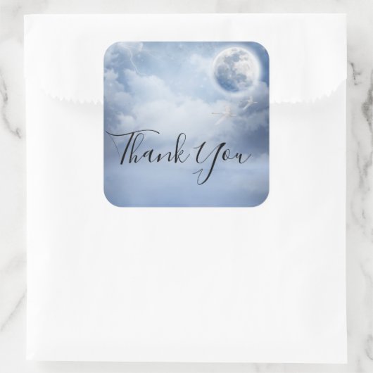 スワンと魔法の青飛んでいるい空ありがとう スクエアシール (バッグ)