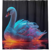 スワンのステンドグラスのモザイク浴室 シャワーカーテン (正面)