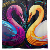 スワンのステンドグラスのモザイク浴室 シャワーカーテン (正面)