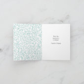 スワンのベイビーシャワー 鳥とクラウン テーマ ティール サンキューカード (内部)