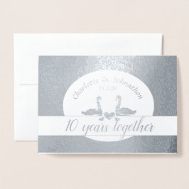 スワンの夫婦が描かれた10周年結婚記念カード 箔カード
