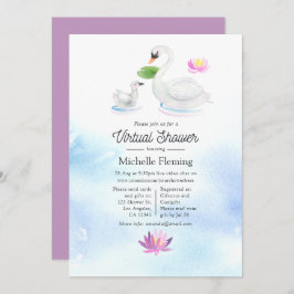 スワンの水の色の仮想ベビーシャワー 招待状