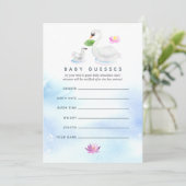 スワンの水彩ベビーシャワーの推測ゲーム 招待状 (スタンド正面)