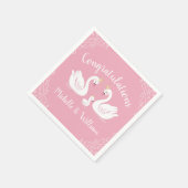 スワンの赤ちゃんシャワーバードクラウンコエッドピンク スタンダードカクテルナプキン (角)