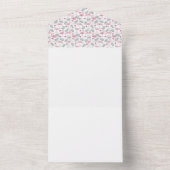 スワンの鳥の繰り返しパターン結婚式の招待 オールインワン招待状 (内側)