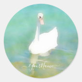 スワンアットレイクバラトンパーソナライズされた- ラウンドシール (正面)